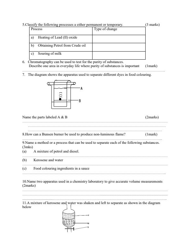 Form 1 Chemistry End of Term 1 Examination 2020 - 690