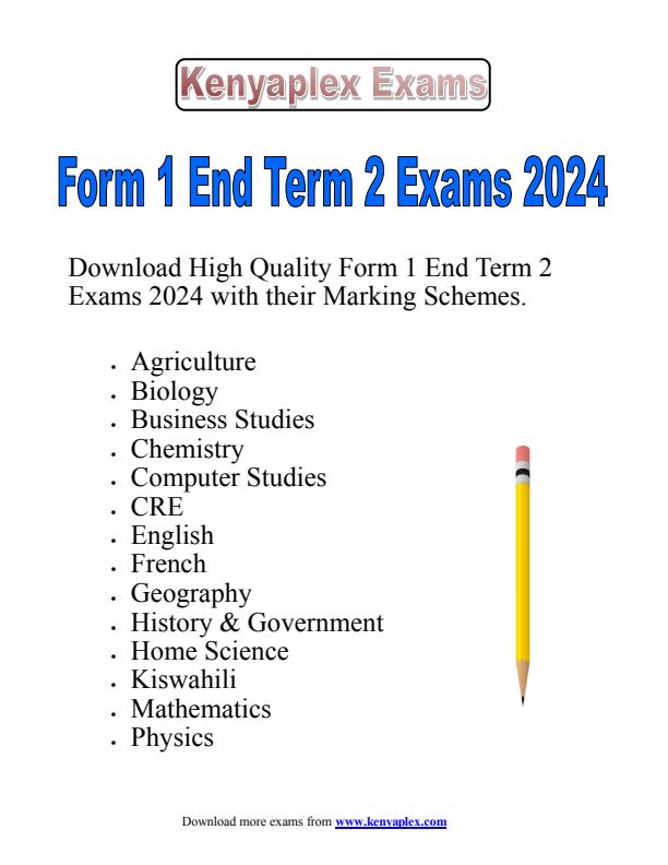 Form 1 End Term 2 Exams 2024 - Set - 2895