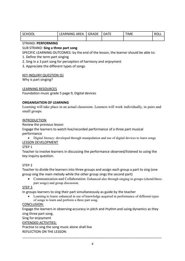 Grade 5 Music Lesson Plans 191