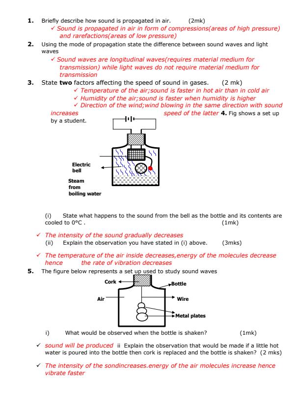 Form 2 Physics Sample Questions And Answers On Sound 11877