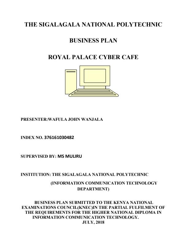 Cyber Cafe And Computer Services Business Plan 2854