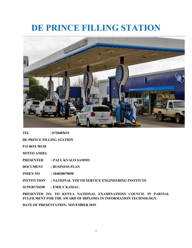 petrol filling station business plan pdf