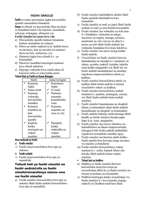 literature review in kiswahili