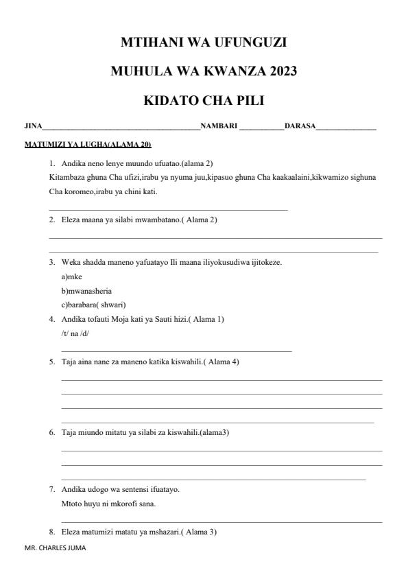 application letter in kiswahili